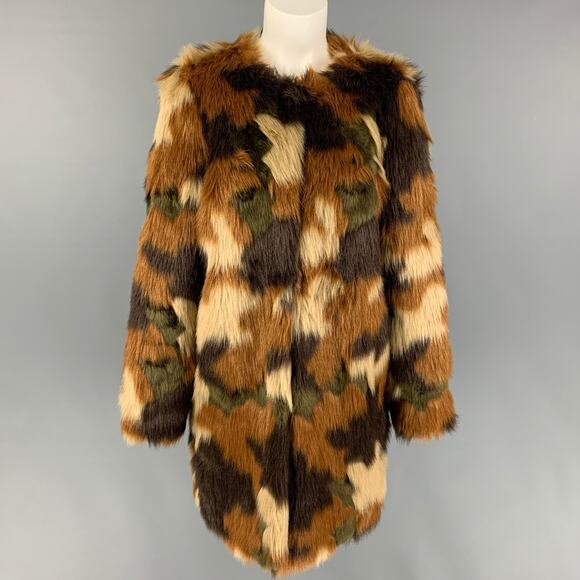 MICHAEL by MICHAEL KORS Size M Tan Brown Polyester Textured Collarless Coat - Picture 1 of 5